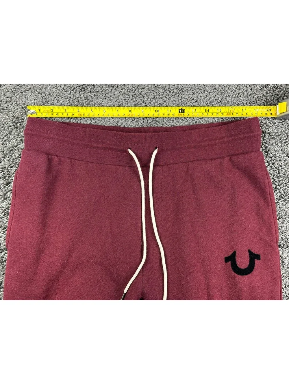 True Religion Core Jogger Sweatpants Mens L Burgundy Horseshoe Logo Lounge Pants